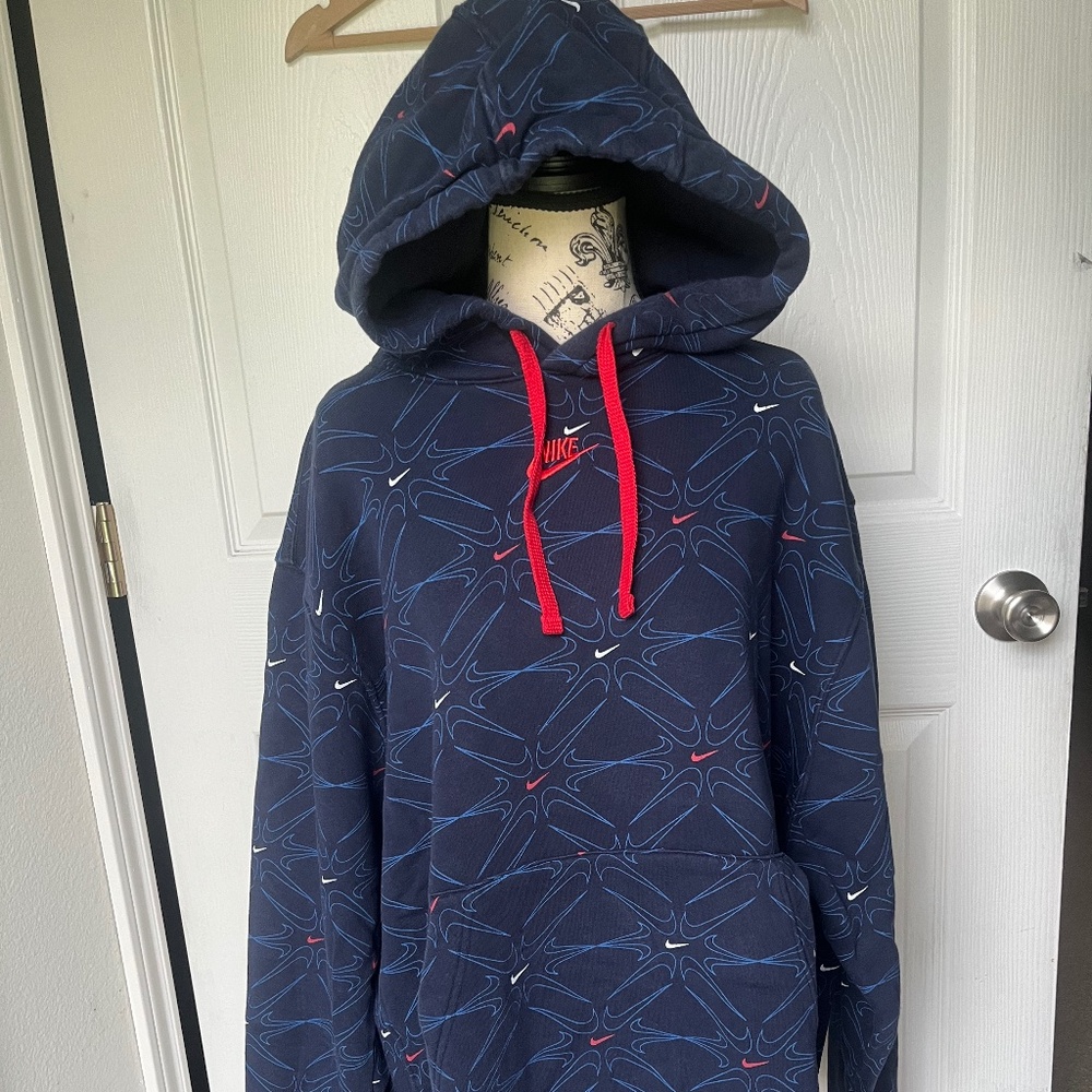 Nike Blue and Red Swoosh Sweatshirt